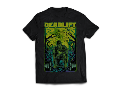 GymFangs černé fitness streetwear tričko deadlift- pohled zepředu.