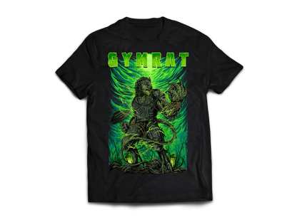GymFangs černé fitness streetwear tričko Gymrat - pohled zepředu.